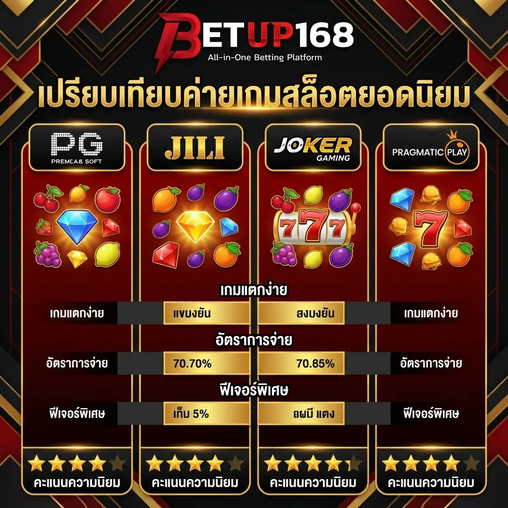 เปรียบเทียบค่ายสล็อต 2027 PG JILI Joker Pragmatic